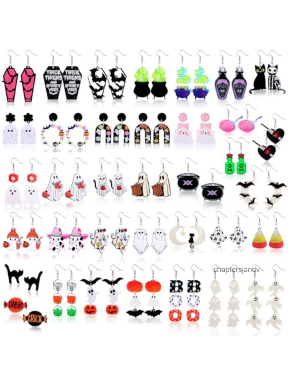 Lightweight Acrylic Dangle Earrings Set 36 Pairs Halloween Theme